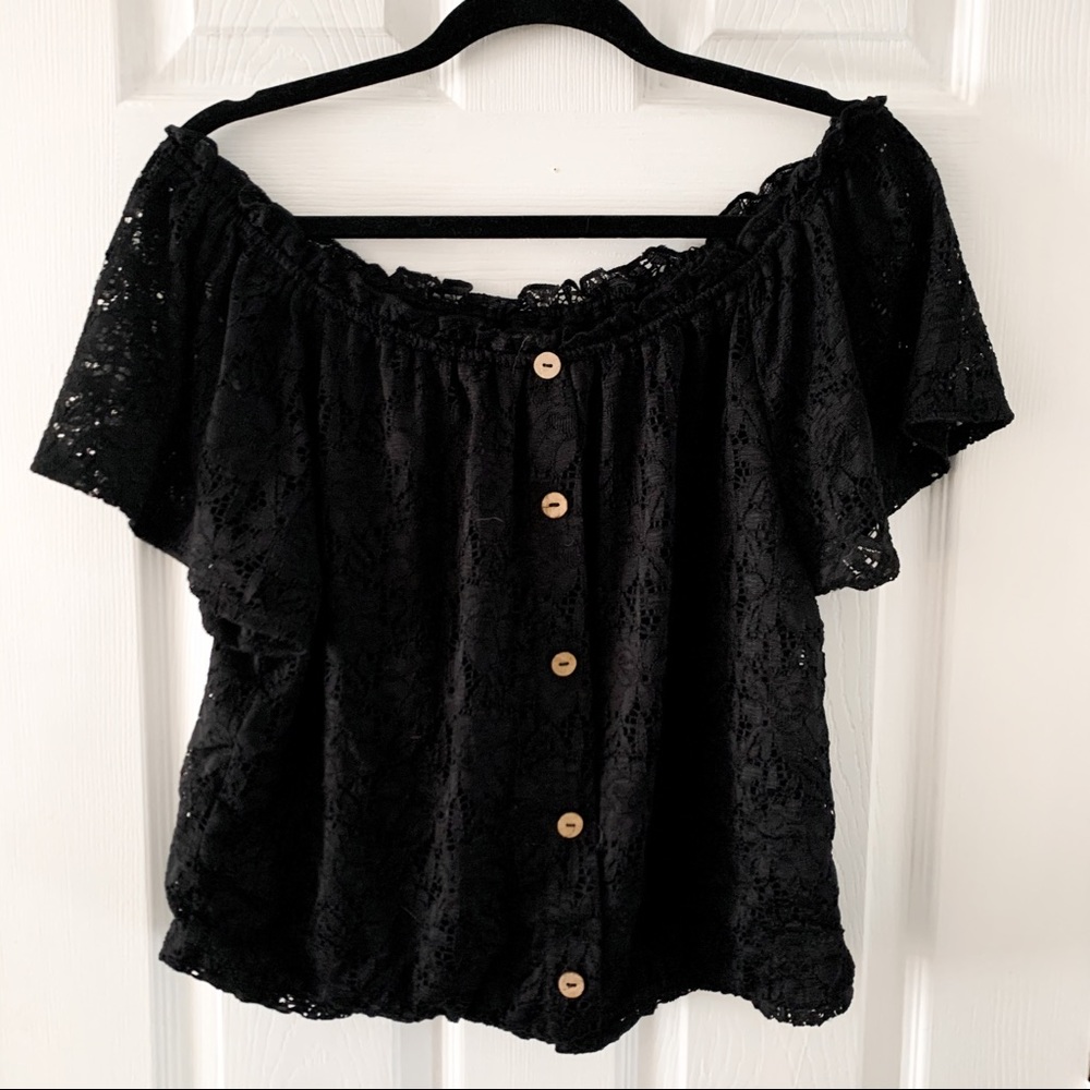 Black Off The Shoulder Shirt; Fall Shirt